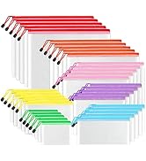 SUNEE Multisize Plastic Zipper Pouches (7 Colors, 35 Packs), Water-Resistant Zip Bag for School O...