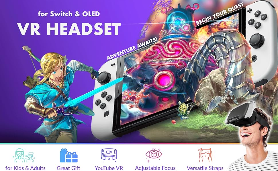 Orzly VR Headset for Nintendo Switch & Switch OLED Virtual Reality Headset for Super Mario Odyssey