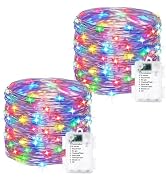 2 Pack Fairy Lights Battery Operated - 16.4ft 50 LED Starry Fairy Lights , 8 Modes Waterproof wit...