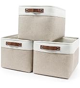 Bagnizer Storage Bins Large Fabric Storage Baskets for Shelves 3 Pack, Decorative Linen Closet Ba...