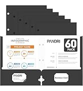 Two Pocket Portfolio Folders, PANDRI 60 Pack 3 Hole Punched 2 Pocket Folders for 3 Ring Binder, L...