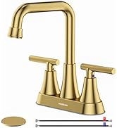 Bathroom Sink Faucet, Hurran 4 inch Brushed Gold Bathroom Faucets for Sink 3 Hole with Pop-up Dra...