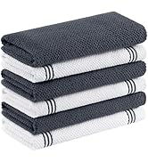 Homaxy Premium Cotton Kitchen Towels(16" x 26", 6 Pack), Large 380 GSM Dual Design Dish Towels, H...