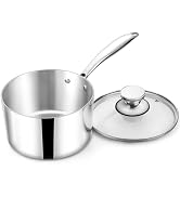 TeamFar 2qt Saucepan with Lid, Stainless Steel Tri-Ply Sauce Milk Pan | Small Cooking Pot with Er...