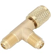 Hilitand 1/4in Valve Tee Adapter Quick Coupler Tee Adapter Brass Refrigerant Tee Adapter HAVC Qui...