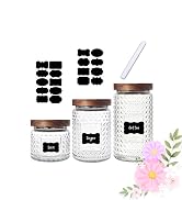 Glass Jars with Wood Lids Labels and Pen - Kitchen and Pantry Storage Container Sets for Countert...