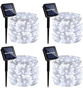 4 Pack Solar Fairy Lights 131.2Ft 400 LED, Twinkle Lights with 8 Modes, Waterproof Silver Wire St...