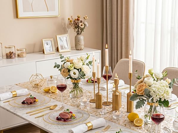 gold plastic plates