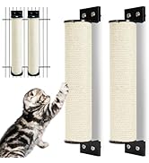 Apatal Cat Scratching Post Wall Mounted 2-in-1 Cage Mount Cat Scratcher 2 Pack Natural Sisal Kitt...
