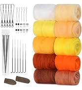 ZXIIXZ Felting Wool 100g, 10 Colors Needle Felting Wool with Felting Needles Supplies, Felting Wo...