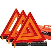 DSV Standard Warning Triangles, Safety Triangles DOT Approved, Plastic, 3 Pack, Reflective Triang...