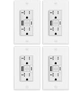 4 Pack 20A GFCI Outlet with USB Ports(Type A & C, 4.8A/24W Total Output), GFI Electrical Outlet w...