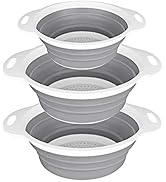 QiMH Collapsible Colander and Strainer Set of 3-2 PC 4 Quart(1 gal) and 1 PC 2 Quart(0.5 gal) - B...