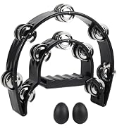 Tambourine Double Row Metal Jingles Bell Hand Held Percussion Half Moon Tambourines Musical Instr...