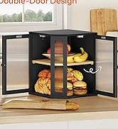 HOOBRO Bamboo Bread Box, Kitchen Countertop Corner Bread Box, Large Capacity 2-Tier Bread Contain...