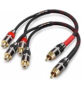 KOOKFJLLZ RCA Splitter Cable 1 Male to 2 Female 1FT, OFC Shielded RCA Y Cable 24K Gold Plated, St...