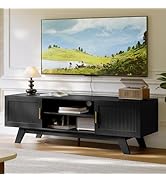 ChooChoo 59.5" Fluted TV Stands for 65 Inch TV, Mid Century Modern Entertainment Center with Stor...
