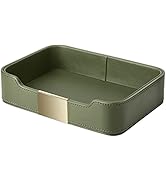 SANZIE Luxury Leather Tray Organizer Valet Tray Key Tray for Entryway Table Desktop Storage Catch...