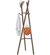Aibiju Wooden Coat Rack Stand, Clothes Tree with Hooks, Freestanding Hall Tree with Geometric Sha...