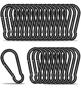 KINLINK 25 Pack Black Carbon Steel Carabiner Clip, 1.97 inch Heavy Duty Spring Snap Hook, Small C...