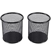 EasyPAG 2-Pack Metal Mesh Pen Holder with Non-Slip Base, 3.8" Desk Organizer for Office/Home/Scho...