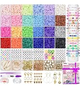 Gionlion 6000 Clay Beads Bracelet Making Kit, 24 Colors Flat Preppy Beads for Friendship Bracelet...