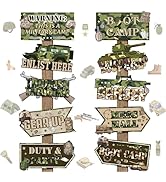 Hooqict 20 Pieces Army Party Sign Camouflage Military Birthday Party Decorations Directional Sign...