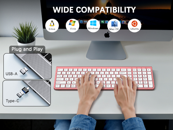 wireless pink keyboard