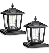 Peasur 2 Pack Solar Post Cap Lights Outdoor, Fit 4x4 5x5 6x6 Wood/Vinyl Posts, 2 Brightness Modes...