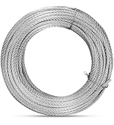 Thickened 3/16" Stainless Steel Cable, 100ft Wire Rope, 7X19 Strands Aircraft Cable, 3700lbs Brea...