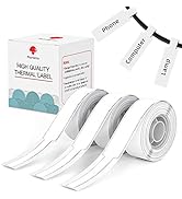 Phomemo D30 Label Maker Tape Cable Wire Label Tape, Black Print on White Sticker, 12.5mm x 74mm+3...