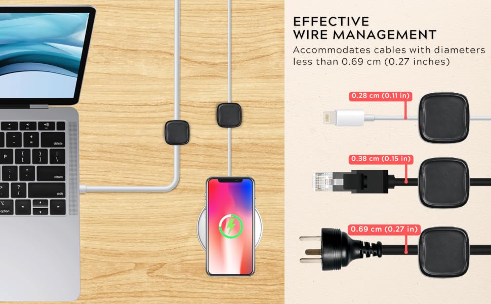 cable cord organizer desk holder wire magnetic management clips charger phone