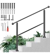 ORWOD Hand Rails for Outdoor Steps, 4 Step Handrail Railings & Indoor Stair Railing Kit, Aluminum...