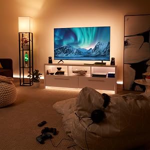 Tv with lights behind it