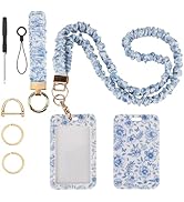 Nlicrst Scrunchie Lanyard Breakaway with ID Badge Holder - Chinoiserie Style Stretchy Lanyards wi...