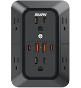 Maxpw Wall Outlet Extender, 1050J Surge Protector, 6 Outlets 4 USB(2 USB-C) | 3-Sided Multi Plug ...