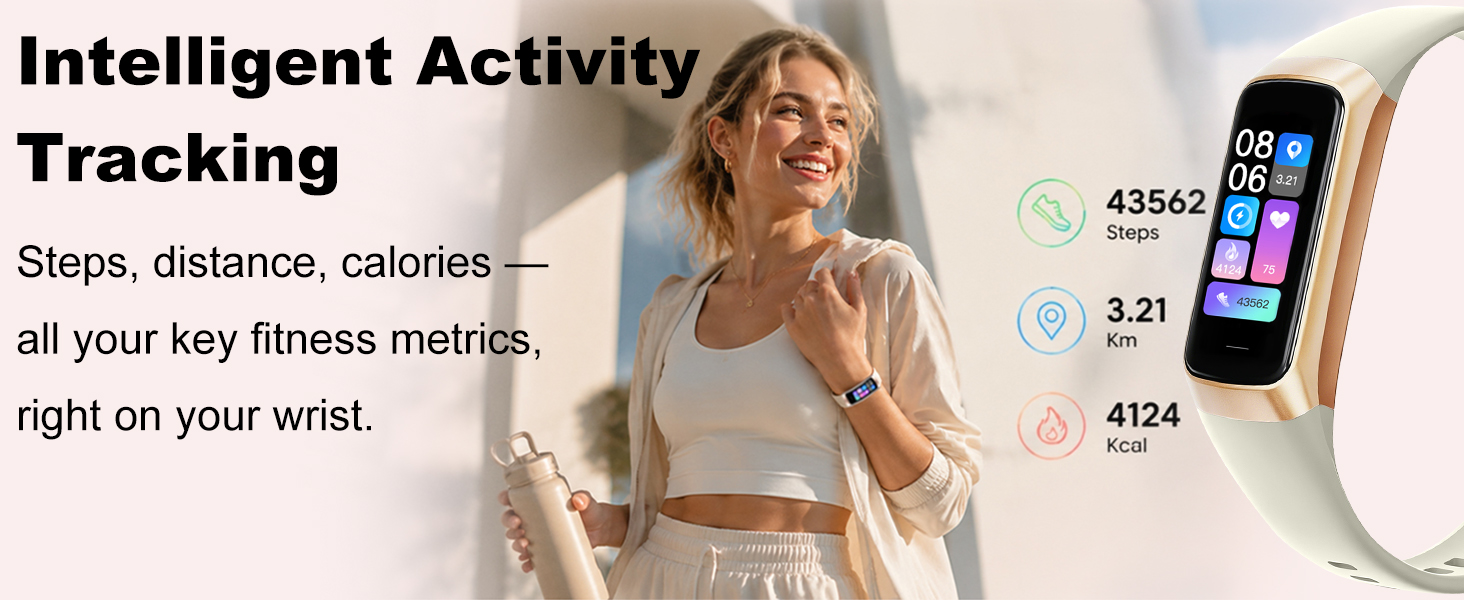 Fitness tracker for steps, distance and calorie tracking