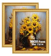 16x20 GOLD picture frame with mat
