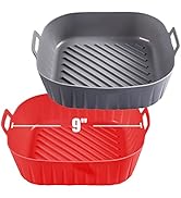 Golden Associate Silicone Liners Square 9 Inches for Large Air Fryer, 2 Pcs Non-stick Food-grade ...