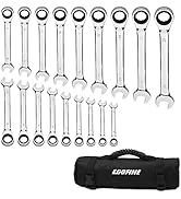 Egofine 18pc MM/Metric Ratcheting Wrench Set, 6 mm - 24 mm Chrome Vanadium Steel Combination Tool...