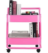 Melody House 2-Tier Metal Mesh Rolling Cart Storage Organizer with Utility Handle and Wheels, Mul...
