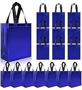 cabzymx 18 pcs Glossy Blue Small Gift Bags, 8 x 3.9 x 9.8 In Reusable Goodie Bags Bulk with Sturd...