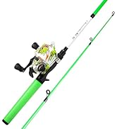 Sougayilang Spincast Reel and 2-Piece Fishing Rod Combo, 6FT Rod with Pre-Spooled Line Stainless ...