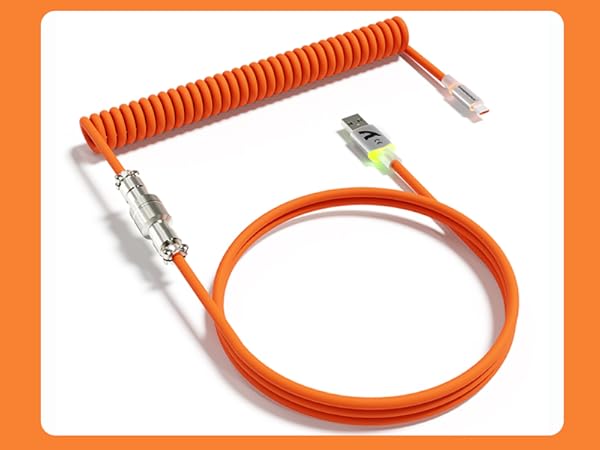 ATTACK SHARK C01 ULTRA Orange Coiled C to A TPU Cable for 8K Polling Rate Gaming Keyboard