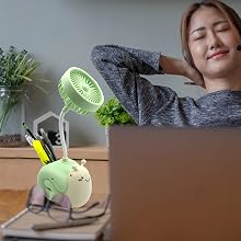 ennotek cute animal usb c table fan desk accessory quiet small cooling fan
