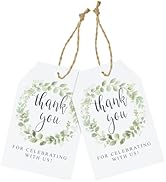 joycraft 50Pcs Thank You Gift Tags with String, 2.1x3.3 inch Thank You for Celebrating with Us Ta...