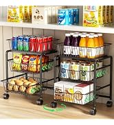 Xpatee 3-Tier Rolling Pantry Cart with Wheels, Adjustable Floor Organizer for Kitchen Pantry, Can...