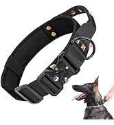 Penseepet Tactical Dog Collar with Handle Adjustable Heavy Duty Collar with Patches and Fashion R...