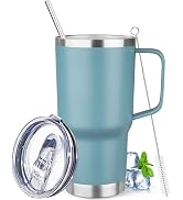 20 oz Tumbler with Handle Stainless Steel Insulated Coffee Mug Tumbler with Lid and Straw Double ...
