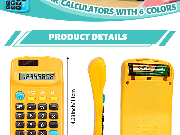 24 Pieces Pocket Size Calculators(Multicolor)